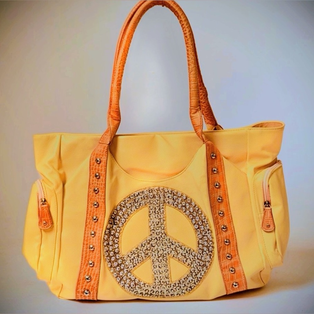 RARE Glam Leather Peace Tote Bag